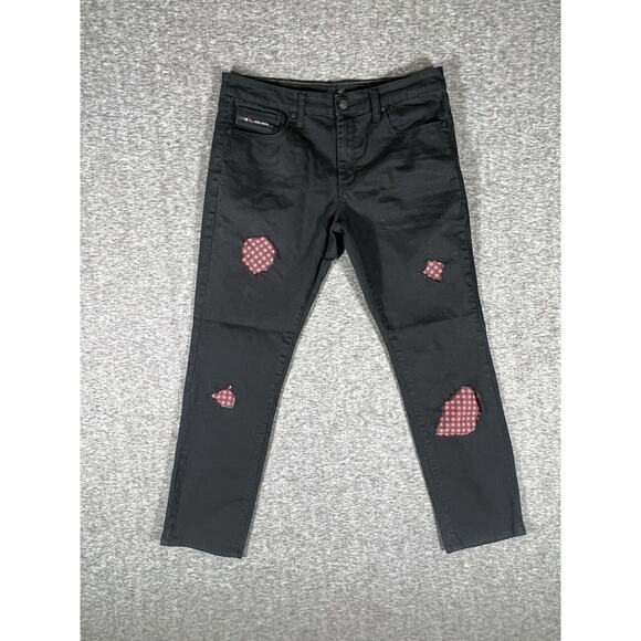Fried Denim Jeans Mens Size 34x30 Slim Stretch Fit Distressed Ripped Black‎ - Picture 1 of 8